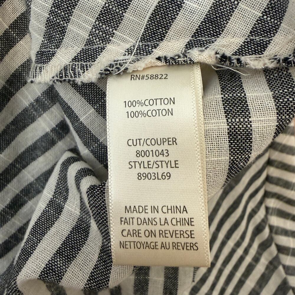 Max Studio Black White Stripe Cotton Maxi Dress Size 8 Button Front - Picture 6 of 10